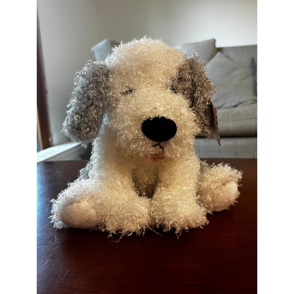 Melissa & Doug Sheridan Sheepdog Plush Toy Kids White Grey Curly Fur 7482